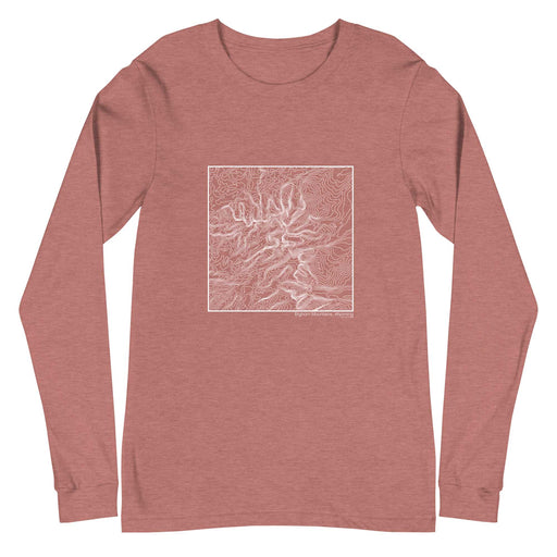 Bighorn Mountains Wyoming Topographic  Map Unisex Long-Sleeve T-shirt with City inscription in Heather Mauve