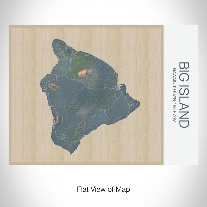 Rendered View of Big Island Hawaii Map on 20oz Stainless Steel Insulated Bottle with Bamboo Top with printed afternoon style map