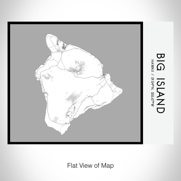 Rendered View of Big Island Hawaii Map on 20oz Stainless Steel Insulated Bottle with Bamboo Top with printed classic style map