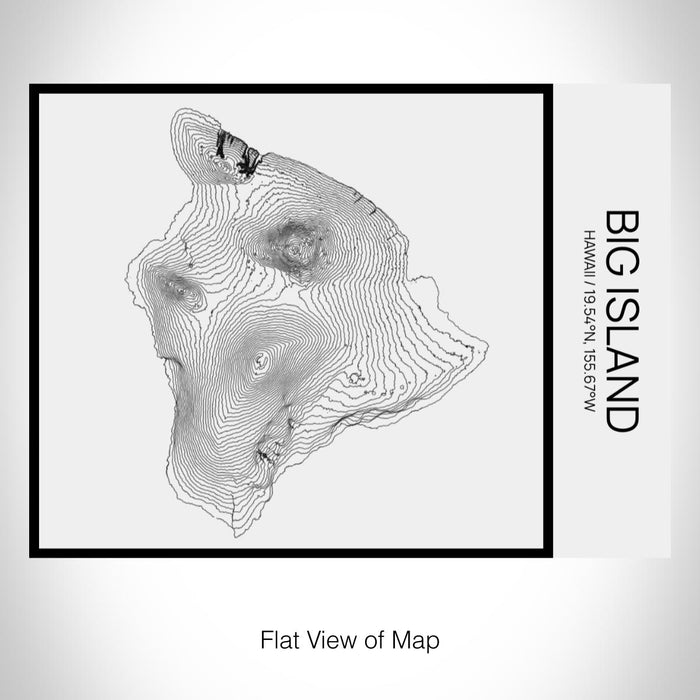 Rendered View of Big Island Hawaii Map on 20oz Stainless Steel Insulated Bottle with Bamboo Top in Matte White with printed Tactile Lines Map in Black