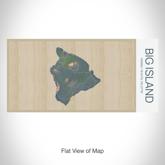 Rendered View of Big Island Hawaii Map on 17oz Stainless Steel Insulated Bottle with printed afternoon style map