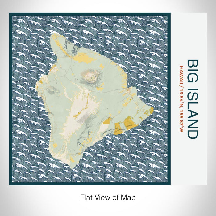 Rendered View of Big Island Hawaii Map on 17oz Stainless Steel Insulated Tumbler in Woodblock Map Style