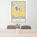 24x36 Big Lake Minnesota Map Print Portrait Orientation in Woodblock Style Behind 2 Chairs Table and Potted Plant