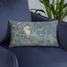 Custom Big Lake Minnesota Map Throw Pillow in Afternoon on Blue Colored Chair