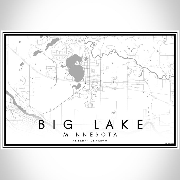 Big Lake Minnesota Map Print Landscape Orientation in Classic Style With Shaded Background
