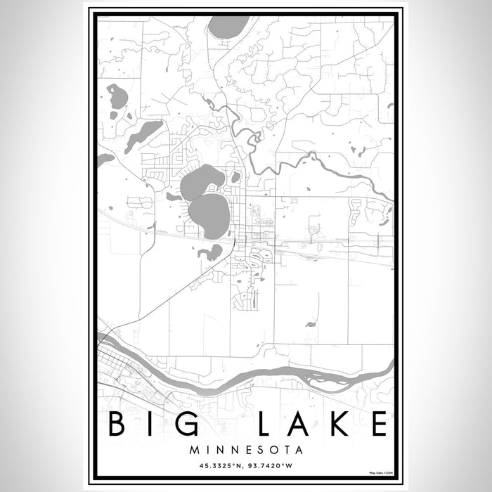 Big Lake Minnesota Map Print Portrait Orientation in Classic Style With Shaded Background