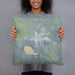 Person holding 18x18 Custom Big Lake Texas Map Throw Pillow in Afternoon