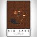 Big Lake Texas Map Print Portrait Orientation in Ember Style With Shaded Background