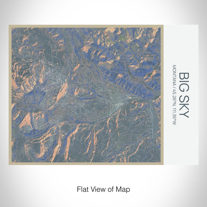 Rendered View of Big Sky Montana Map on 20oz Stainless Steel Insulated Bottle with Bamboo Top with printed afternoon style map