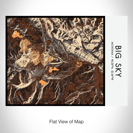 Rendered View of Big Sky Montana Map on 20oz Stainless Steel Insulated Bottle with Bamboo Top with printed ember style map