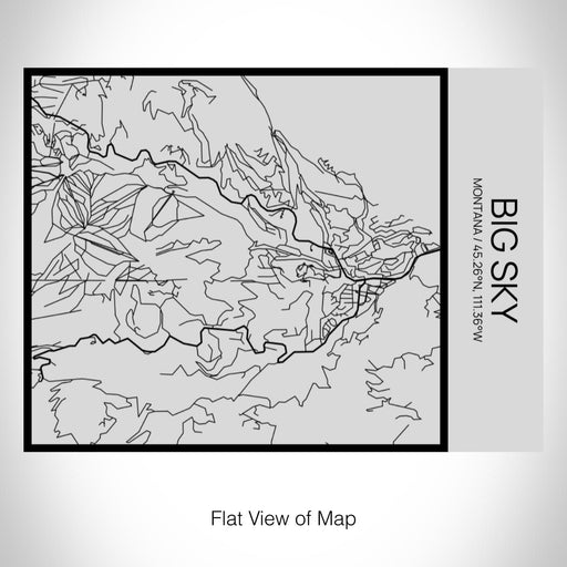Rendered View of Big Sky Montana Map on 20oz Stainless Steel Insulated Bottle with Bamboo Top with printed Tactile Lines Map in Black