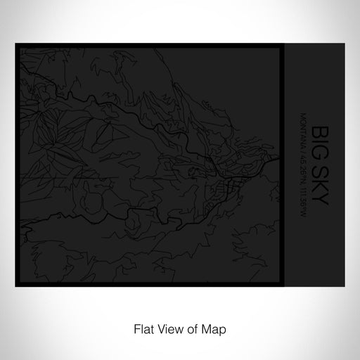 Rendered View of Big Sky Montana Map on 20oz Stainless Steel Insulated Bottle with Bamboo Top in Matte Black with printed Tactile Lines Map in Black