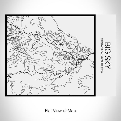 Rendered View of Big Sky Montana Map on 20oz Stainless Steel Insulated Bottle with Bamboo Top in Matte White with printed Tactile Lines Map in Black
