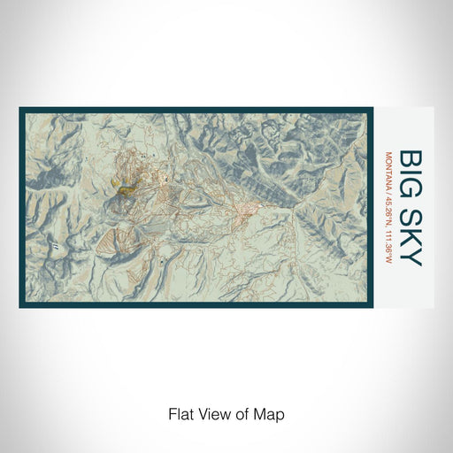 Rendered View of Big Sky Montana Map on 17oz Stainless Steel Insulated Bottle with printed woodblock style map