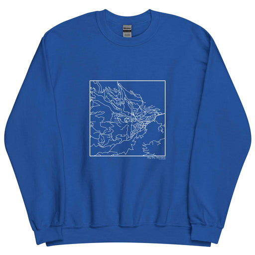 Big Sky Montana  Map Unisex Crewneck Sweater with City inscription in Royal Blue