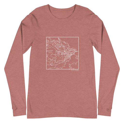 Big Sky Montana  Map Unisex Long-Sleeve T-shirt with City inscription in Heather Mauve