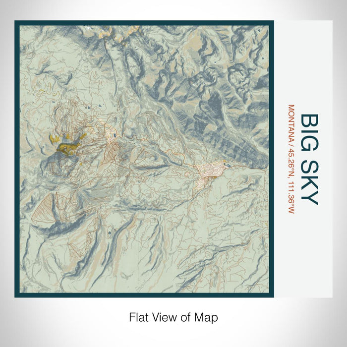 Rendered View of Big Sky Montana Map on 17oz Stainless Steel Insulated Tumbler in Woodblock Map Style