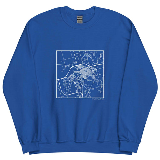 Big Spring Texas  Map Unisex Crewneck Sweater with City inscription in Royal Blue