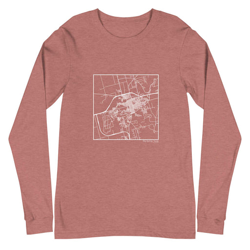 Big Spring Texas  Map Unisex Long-Sleeve T-shirt with City inscription in Heather Mauve