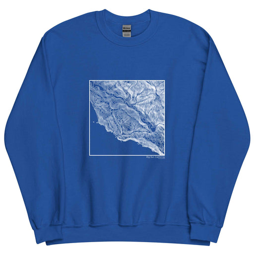 Big Sur California Topographic  Map Unisex Crewneck Sweater with City inscription in Royal Blue