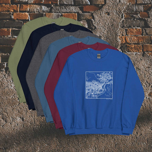Billings Montana  Map Unisex Crewneck Sweaters in Multiple Colors