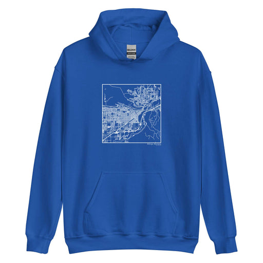 Billings Montana  Map Unisex Hoodie Sweater with City inscription in Royal Blue