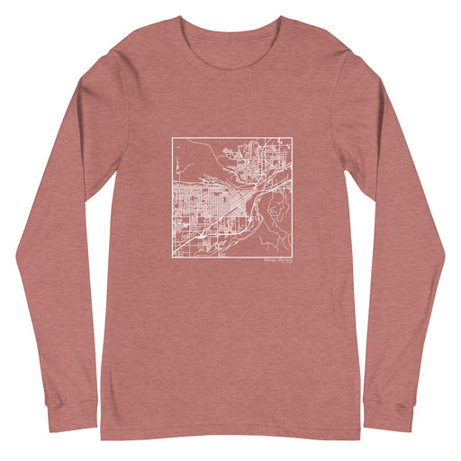 Billings Montana  Map Unisex Long-Sleeve T-shirt with City inscription in Heather Mauve