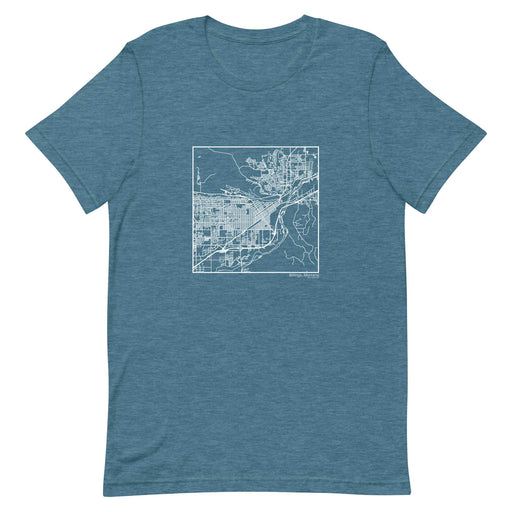 Billings Montana  Map Unisex T-Shirt with City inscription in Heather Teal