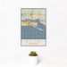 12x18 Biloxi Mississippi Map Print Portrait Orientation in Woodblock Style With Small Cactus Plant in White Planter
