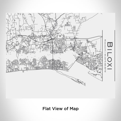 Rendered View of Biloxi Mississippi Map Engraving on 20oz Stainless Steel Insulated Bottle with Bamboo Top in White