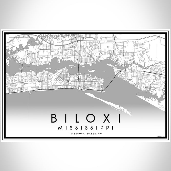 Biloxi Mississippi Map Print Landscape Orientation in Classic Style With Shaded Background