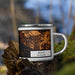 Right View Custom Biloxi Mississippi Map Enamel Mug in Ember on Grass With Trees in Background