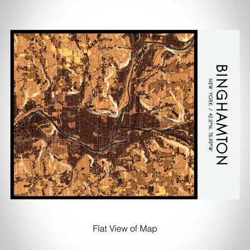 Rendered View of Binghamton New York Map on 20oz Stainless Steel Insulated Bottle with Bamboo Top with printed ember style map