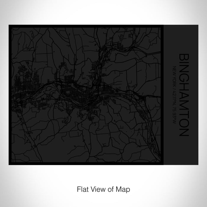 Rendered View of Binghamton New York Map on 20oz Stainless Steel Insulated Bottle with Bamboo Top in Matte Black with printed Tactile Lines Map in Black