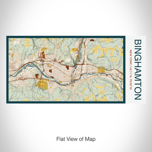 Rendered View of Binghamton New York Map on 17oz Stainless Steel Insulated Bottle with printed woodblock style map