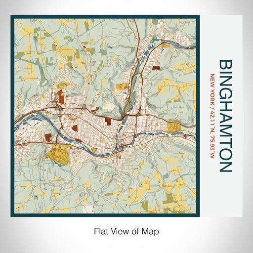 Rendered View of Binghamton New York Map on 17oz Stainless Steel Insulated Tumbler in Woodblock Map Style