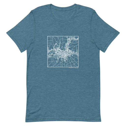 Binghamton New York  Map Unisex T-Shirt with City inscription in Heather Teal