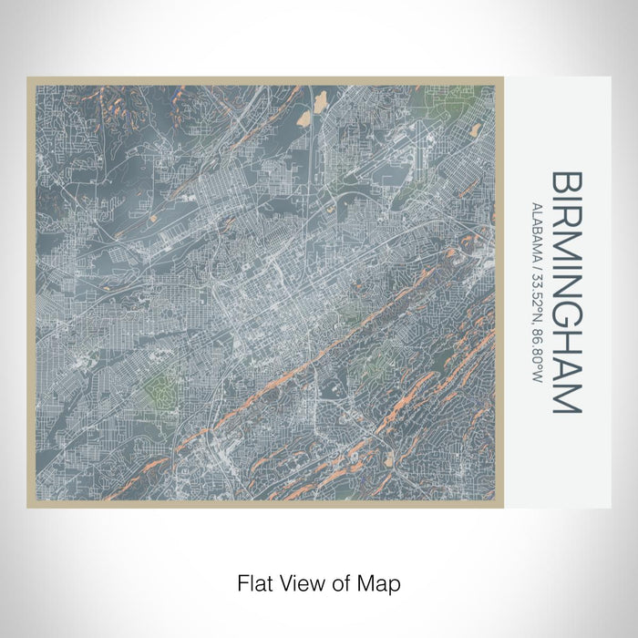 Rendered View of Birmingham Alabama Map on 20oz Stainless Steel Insulated Bottle with Bamboo Top with printed afternoon style map