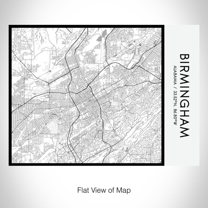 Rendered View of Birmingham Alabama Map on 20oz Stainless Steel Insulated Bottle with Bamboo Top with printed classic style map