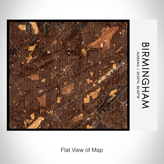 Rendered View of Birmingham Alabama Map on 20oz Stainless Steel Insulated Bottle with Bamboo Top with printed ember style map