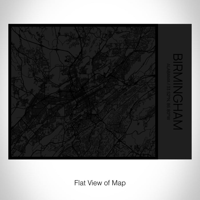 Rendered View of Birmingham Alabama Map on 20oz Stainless Steel Insulated Bottle with Bamboo Top in Matte Black with printed Tactile Lines Map in Black