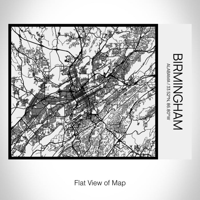 Rendered View of Birmingham Alabama Map on 20oz Stainless Steel Insulated Bottle with Bamboo Top in Matte White with printed Tactile Lines Map in Black