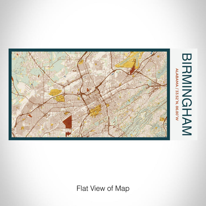 Rendered View of Birmingham Alabama Map on 17oz Stainless Steel Insulated Bottle with printed woodblock style map