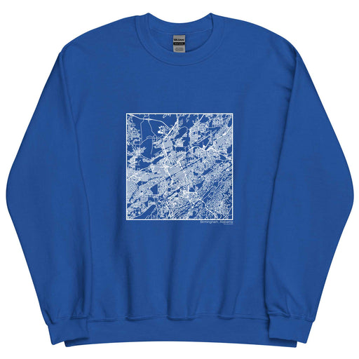 Birmingham Alabama  Map Unisex Crewneck Sweater with City inscription in Royal Blue