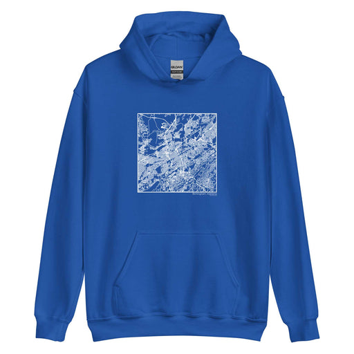 Birmingham Alabama  Map Unisex Hoodie Sweater with City inscription in Royal Blue