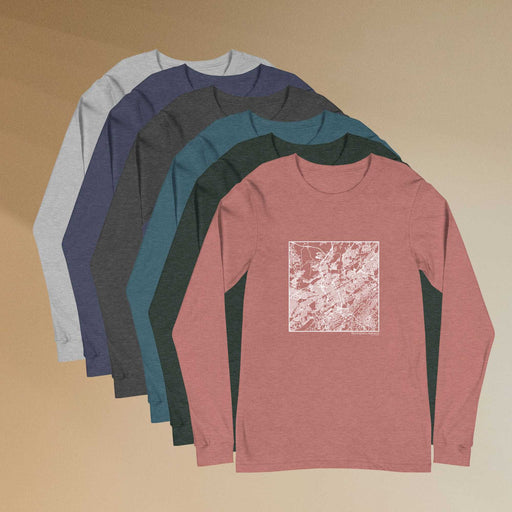 Birmingham Alabama  Map Unisex Long-Sleeve T-shirts in Multiple Colors