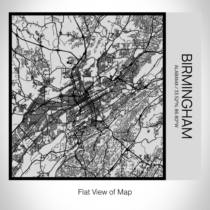 Rendered View of Birmingham Alabama Map on 17oz Stainless Steel Insulated Tumbler in Tactile Lines with Succulent in Background