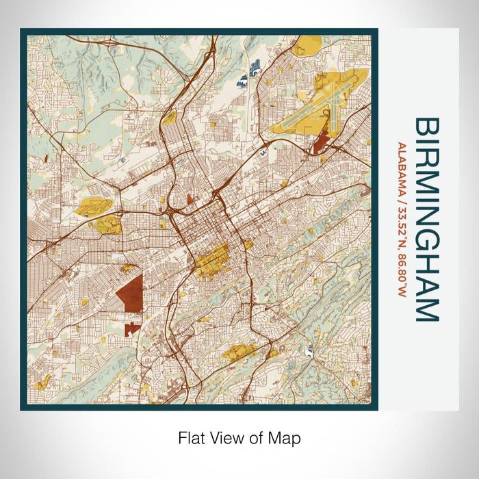 Rendered View of Birmingham Alabama Map on 17oz Stainless Steel Insulated Tumbler in Woodblock Map Style