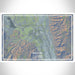 Bishop California Map Print Landscape Orientation in Afternoon Style With Shaded Background