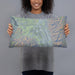 Person holding 20x12 Custom Bishop California Map Throw Pillow in Afternoon